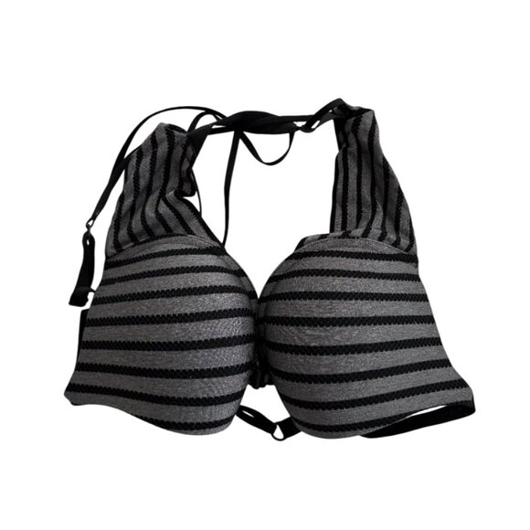 Victoria's Secret black and grey striped cross back bra size 32C - Picture 4 of 7
